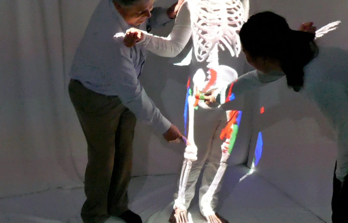 Augmented Studio projecting anatomical structures onto a participant
